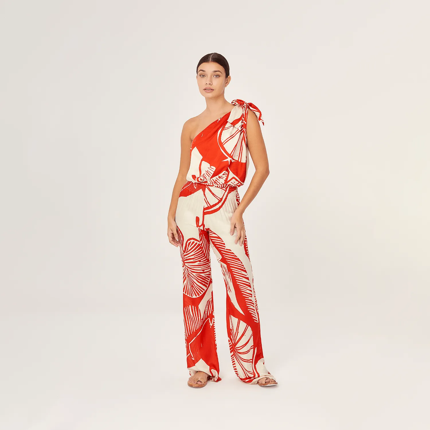 PANTS SILK VISCOSE RED LEMON 495