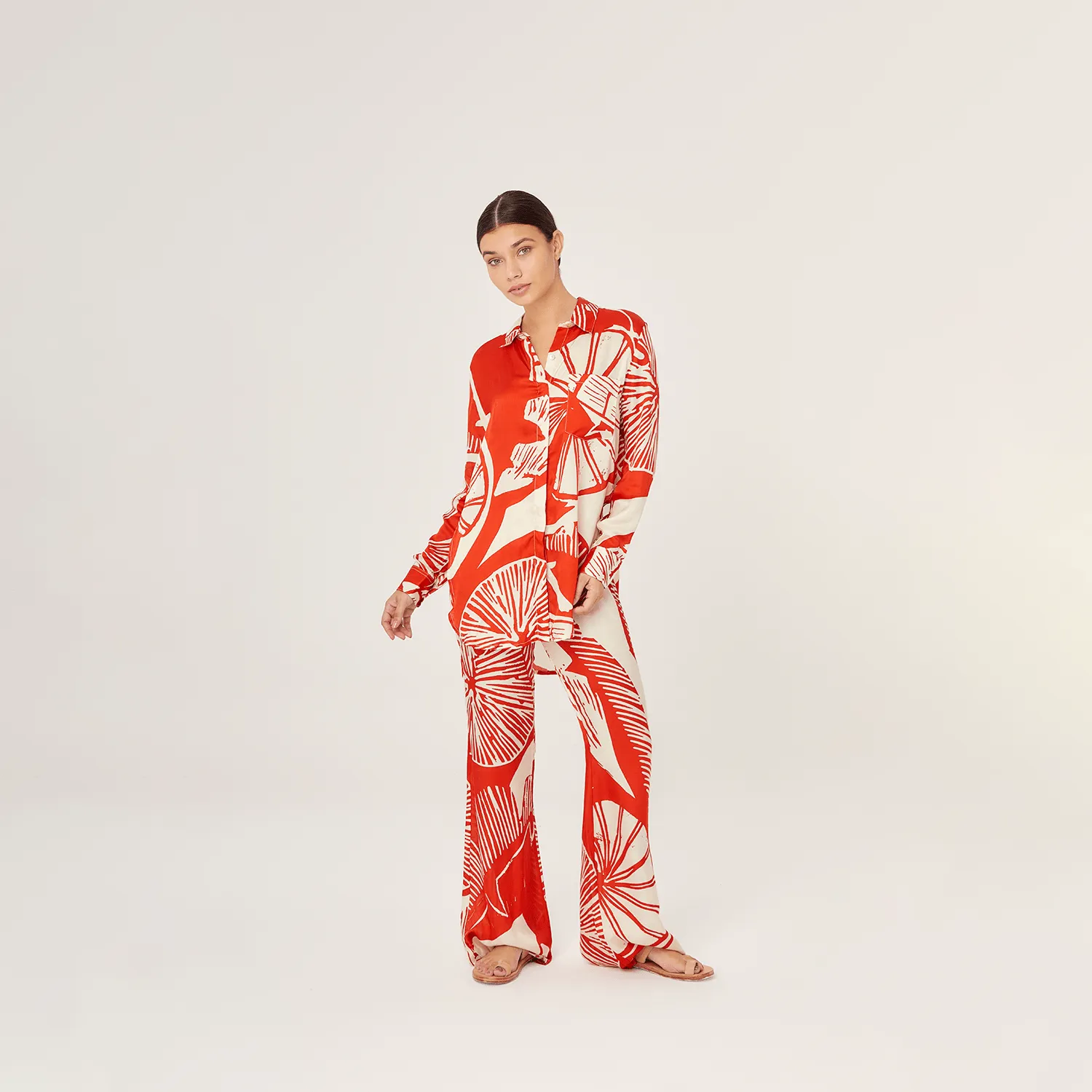 PANTS SILK VISCOSE RED LEMON 495