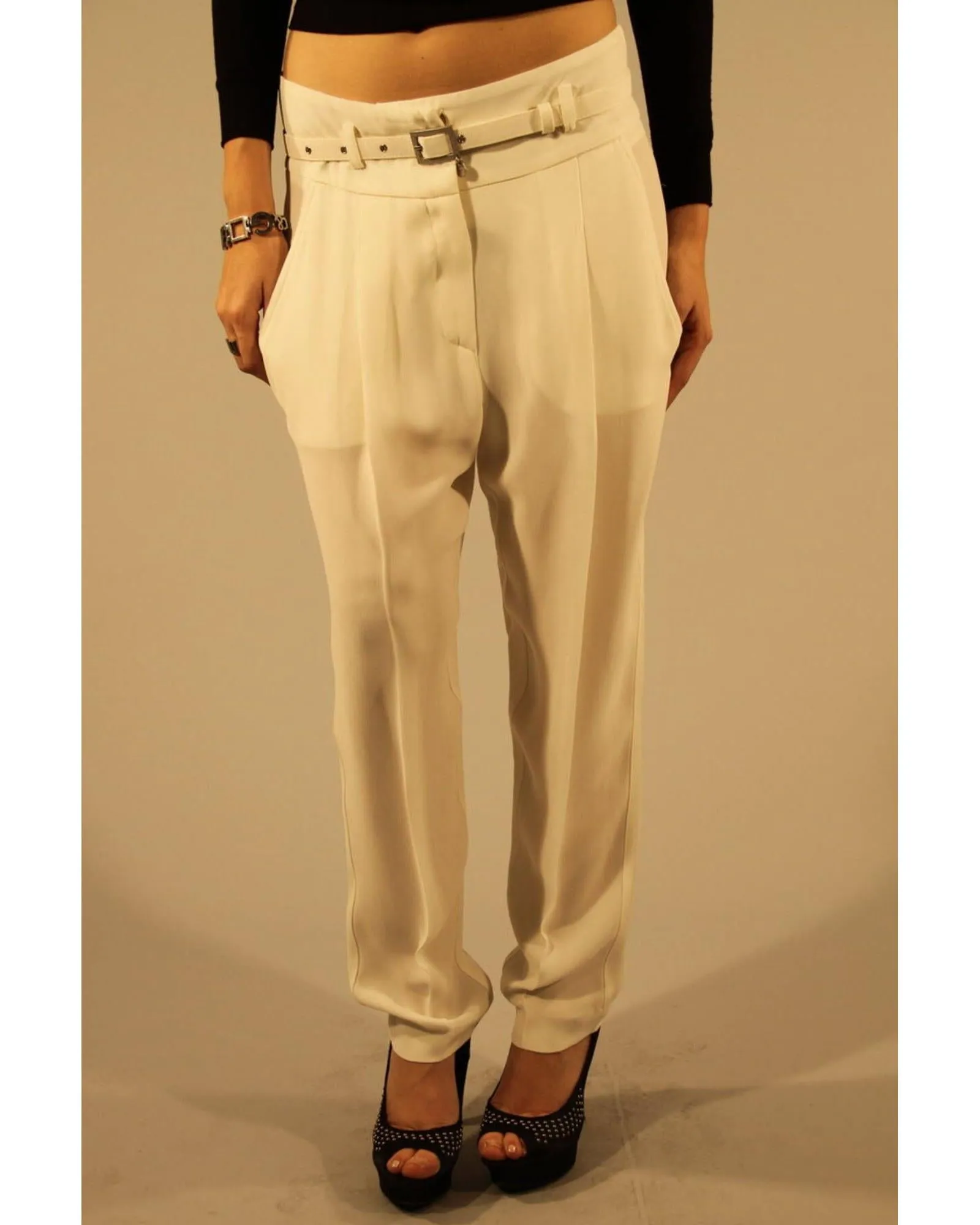 Patrizia Pepe Womens White Wide Leg Pants
