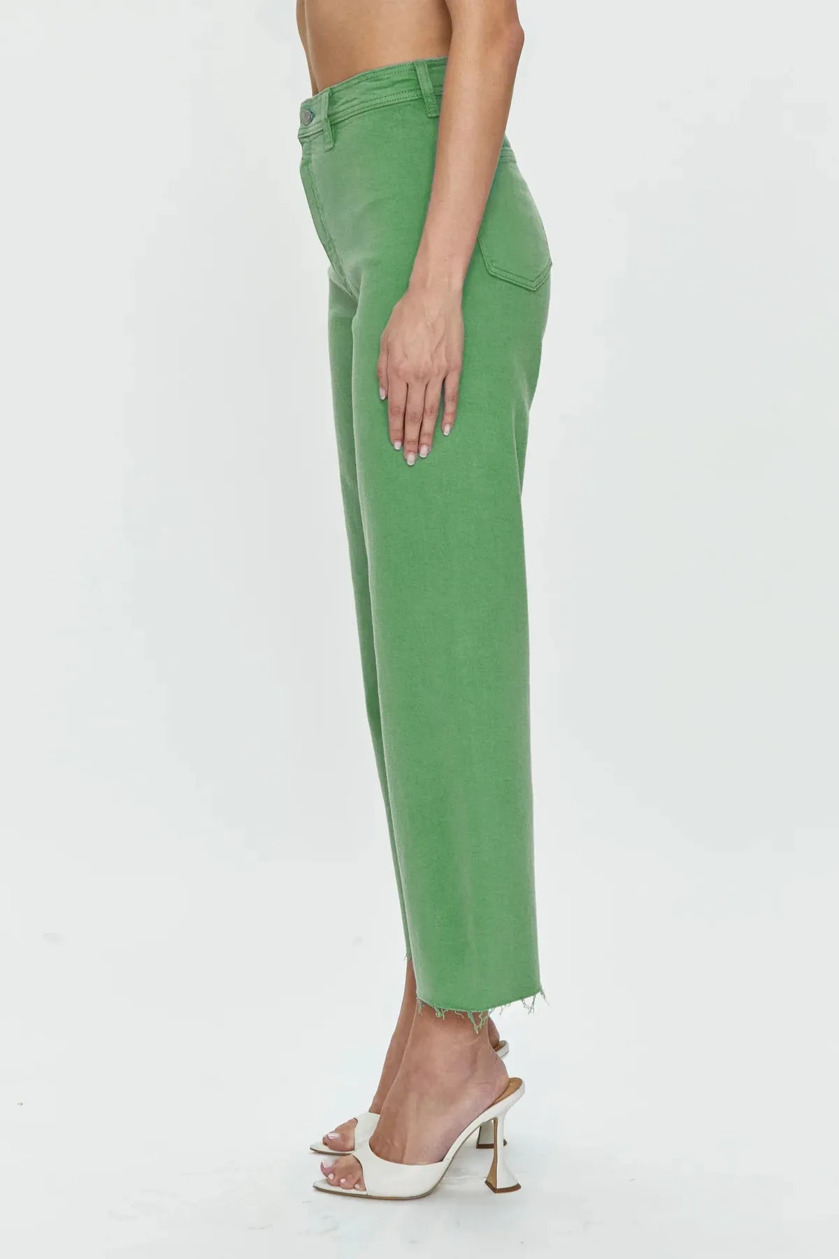 Pistola Penny High-Rise Wide Crop Jean: Avocado