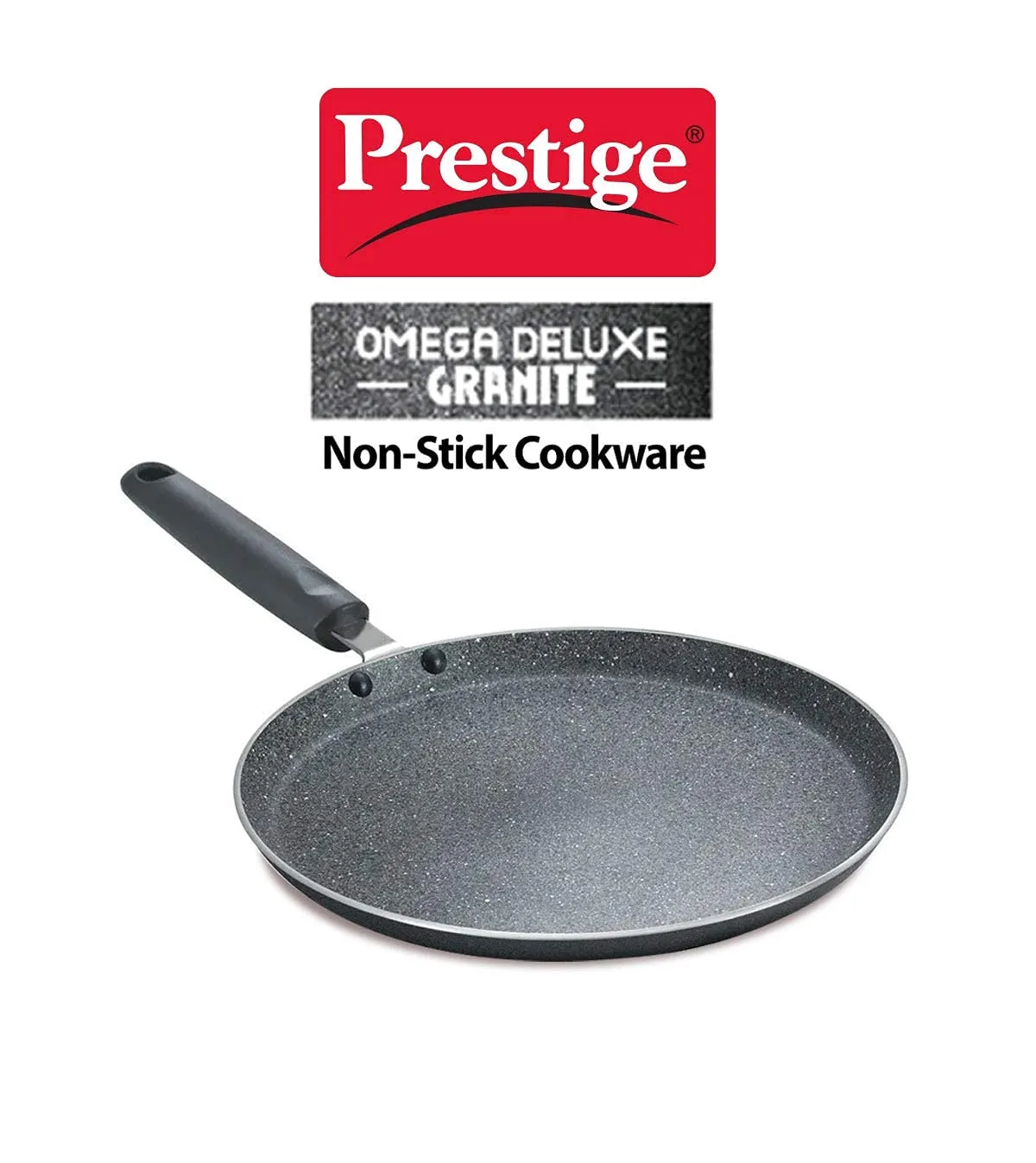 Prestige Omega Deluxe Granite Dosa Tawa | Black | 30cm | Non-Stick | Induction Base | Dishwasher Safe | 2-Layer Metallic Finish | Metal Spoon Friendly