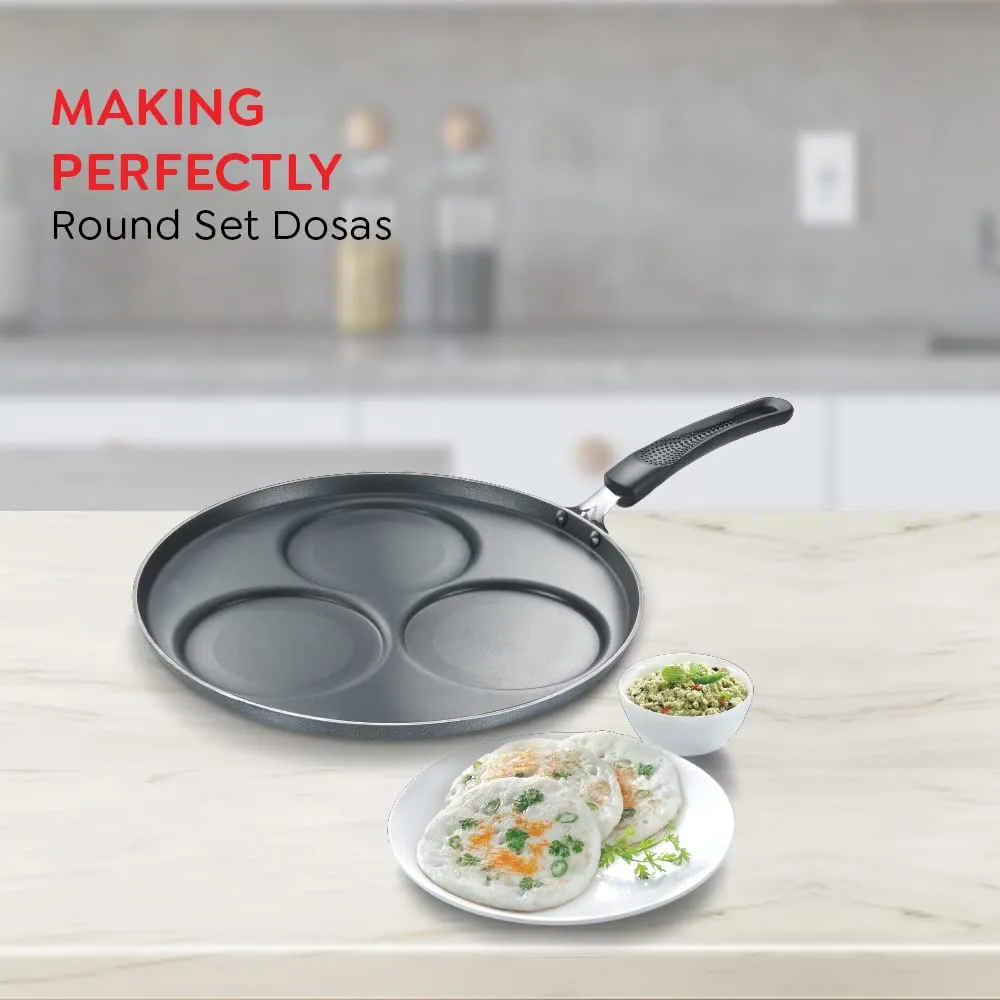 Prestige Omega Select Plus Set Dosa Tawa|Scratch & Abraison Resistant|3 Layers Metal Spoon Friendly Coating|Sturdy Handle|1 Year Warranty