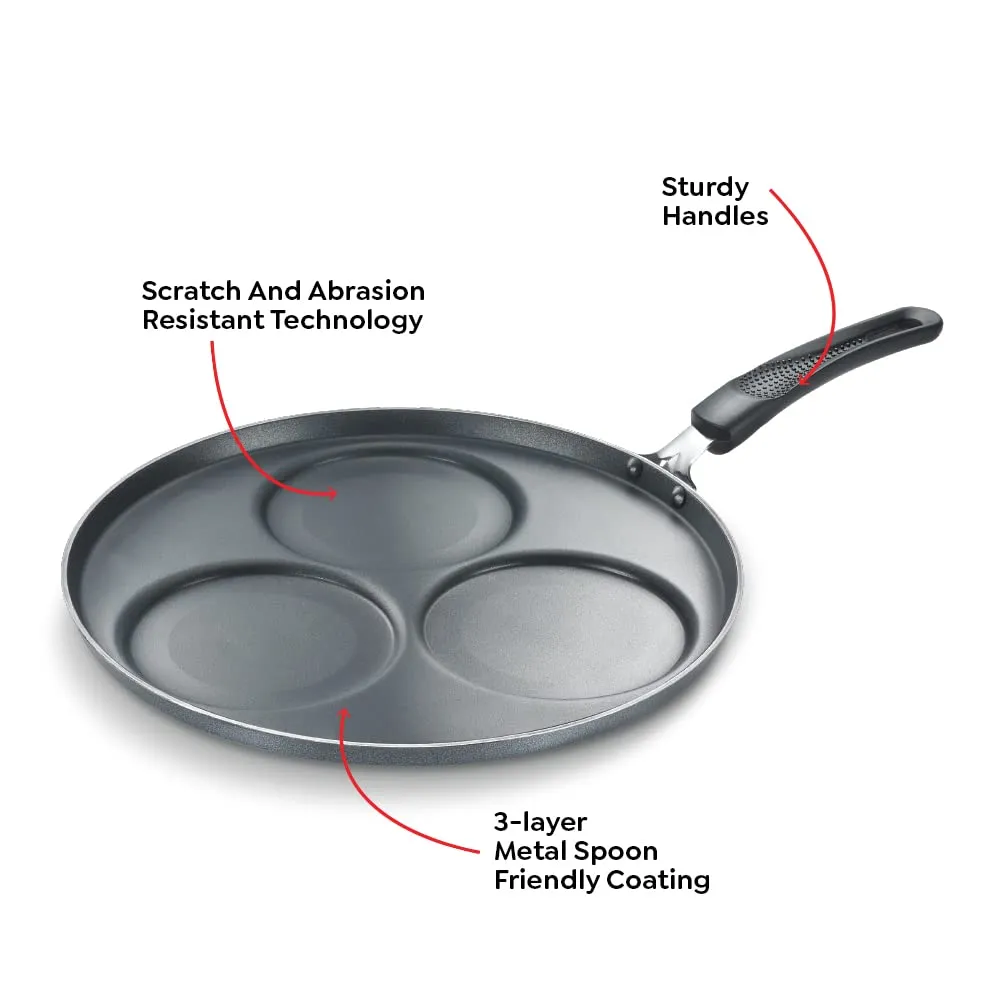 Prestige Omega Select Plus Set Dosa Tawa|Scratch & Abraison Resistant|3 Layers Metal Spoon Friendly Coating|Sturdy Handle|1 Year Warranty