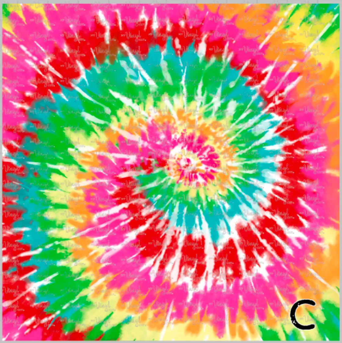 Printed Adhesive Vinyl TIE DYE RAINBOW Patterned Vinyl 12 x 12 sheet