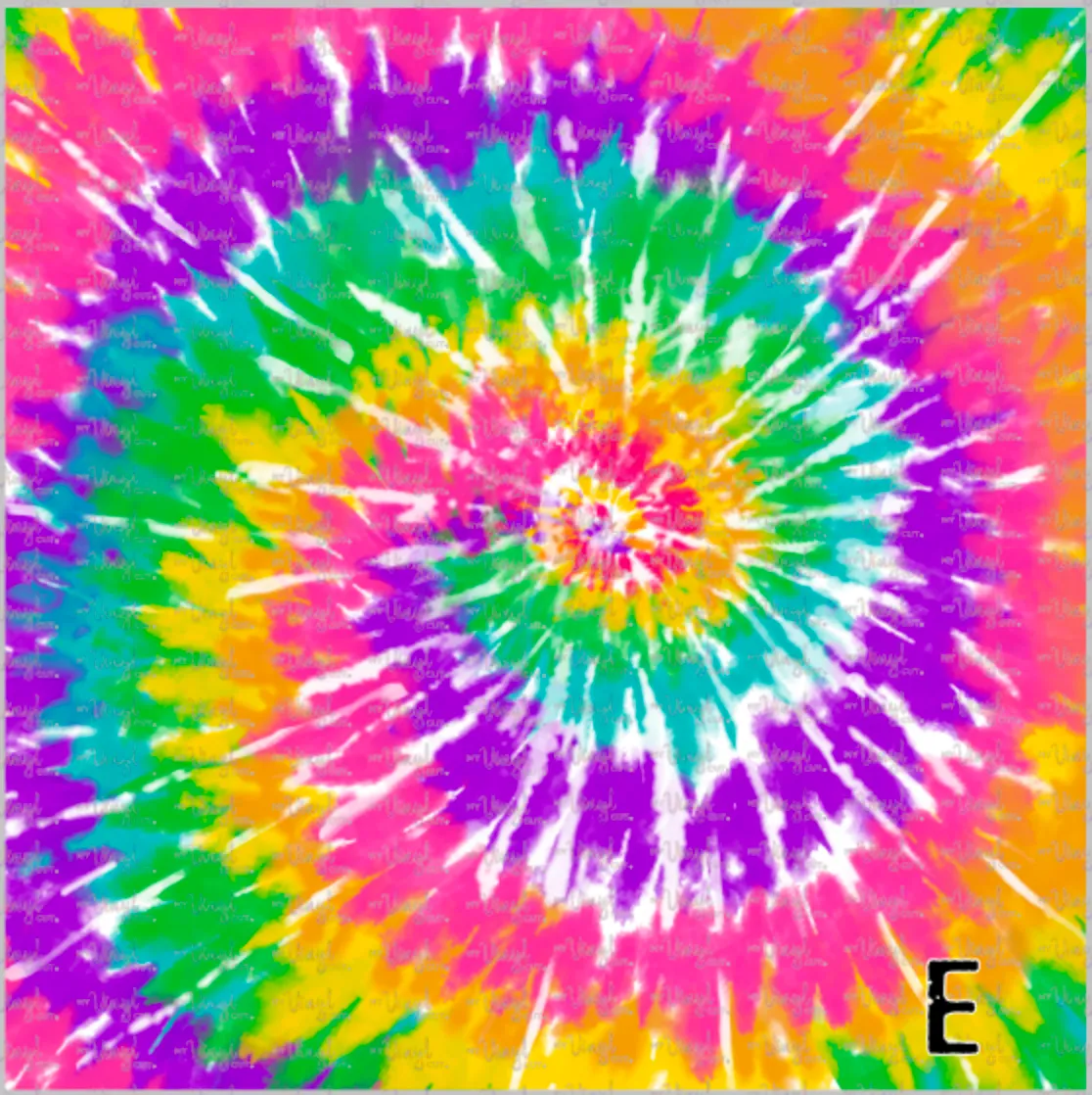 Printed Adhesive Vinyl TIE DYE RAINBOW Patterned Vinyl 12 x 12 sheet