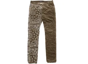 Purple Brand Corduroy Bandana Print Jeans in Olive