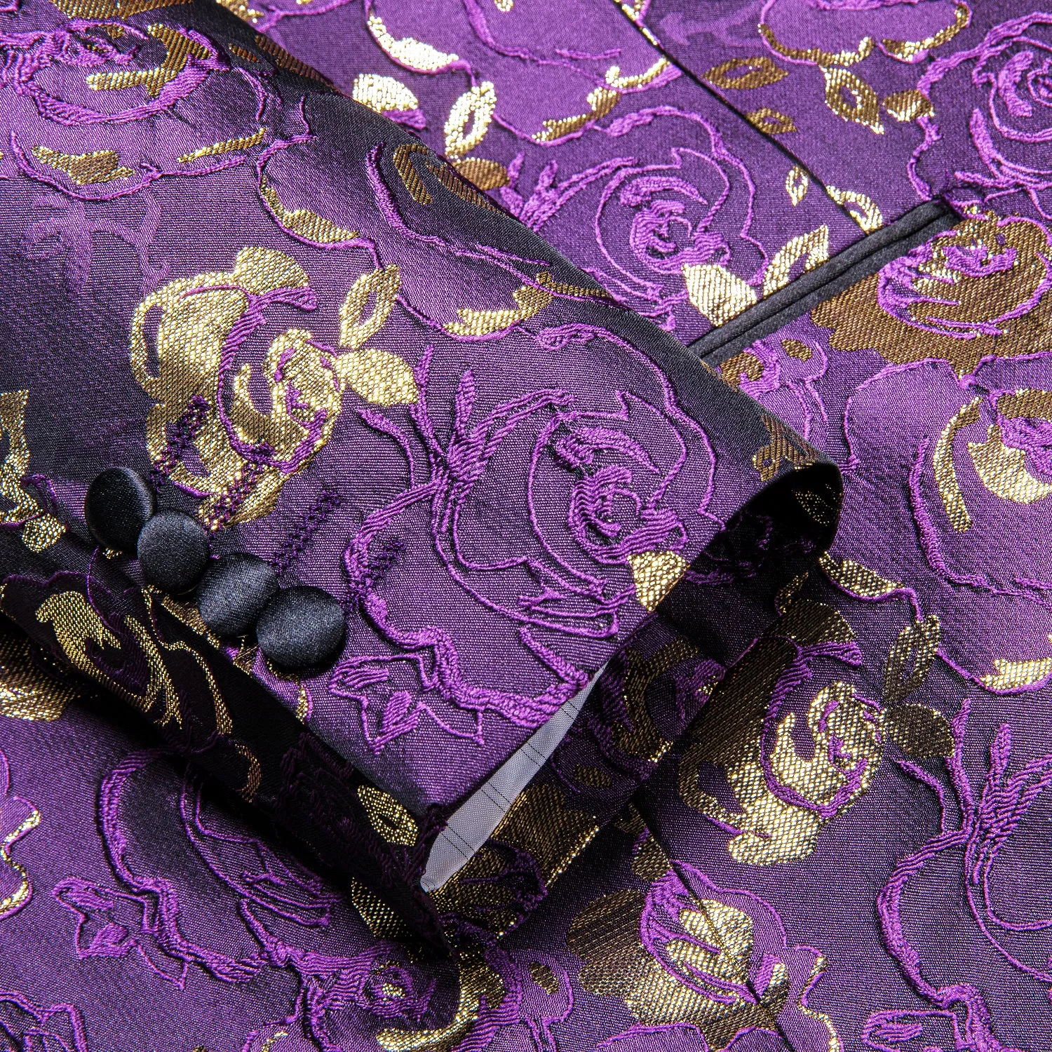 Purple Champagne Embroidered Floral Men's Suit for Party