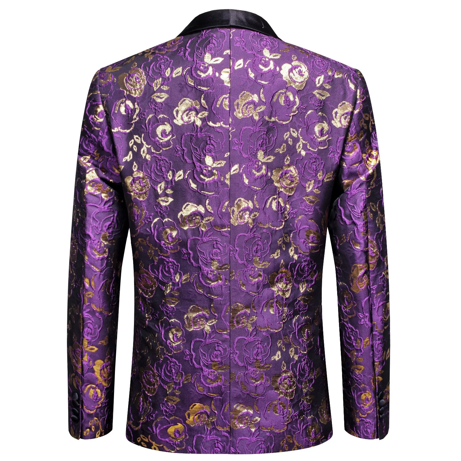 Purple Champagne Embroidered Floral Men's Suit for Party