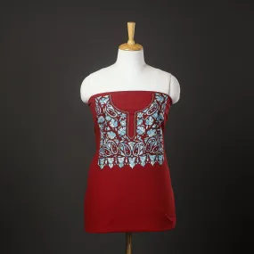 Red - 2pc Kashida Hand Embroidery Cotton Dress Material 52