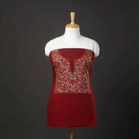Red - 2pc Kashida Hand Embroidery Cotton Dress Material 59