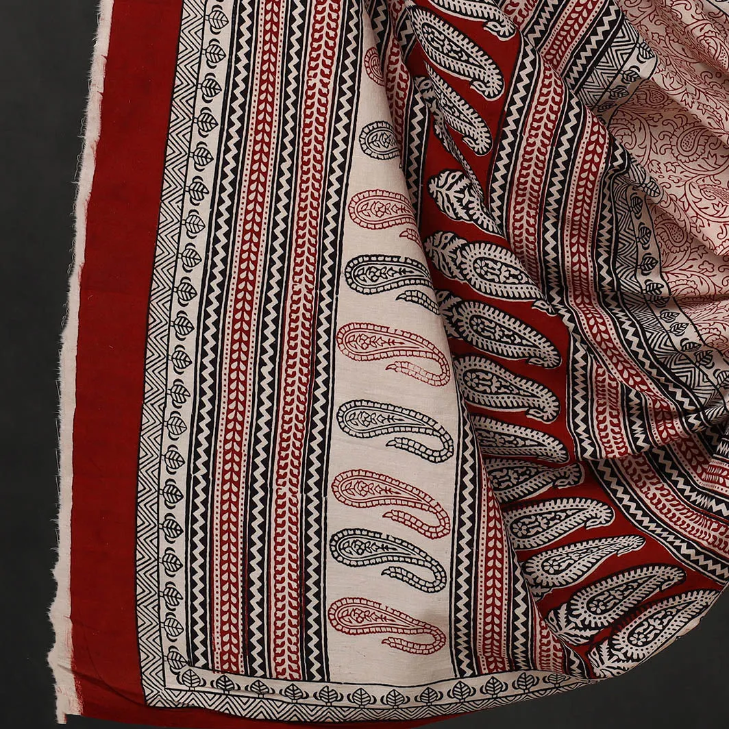 Red - 3pc Bagh Block Printed Cotton Suit Material Set