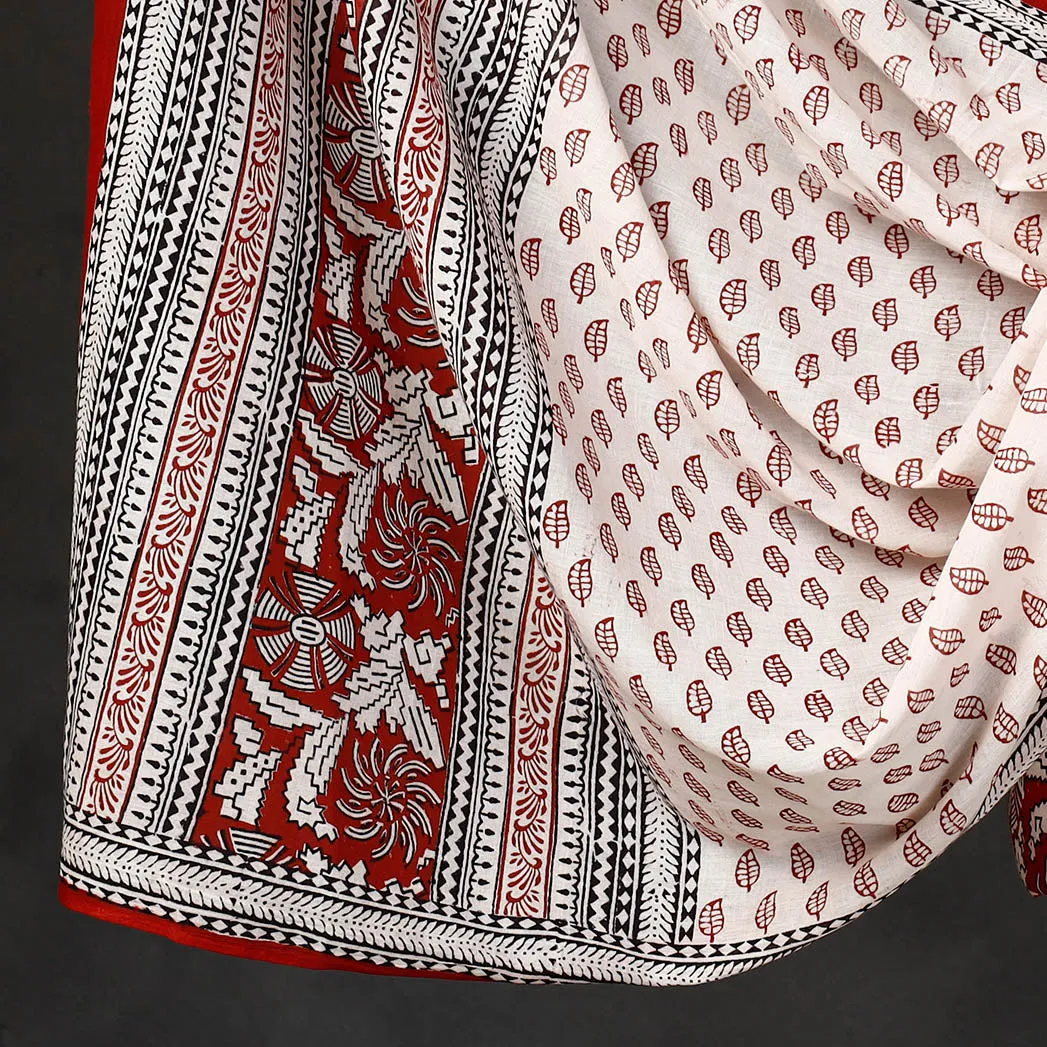 Red - 3pc Bagh Block Printed  Natural Dyed Cotton Suit Material Set 51