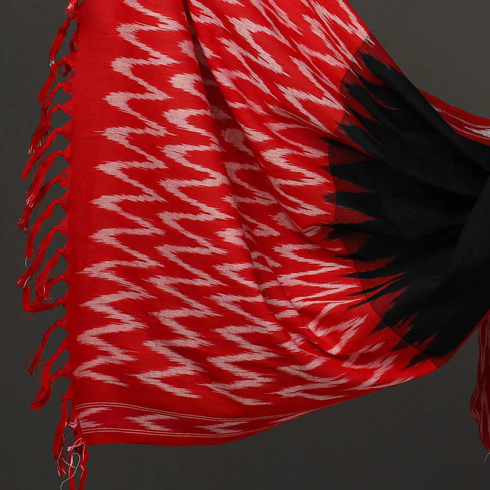 Red - 3pc Cotton Handloom Pochampally Ikat Dress Material 08
