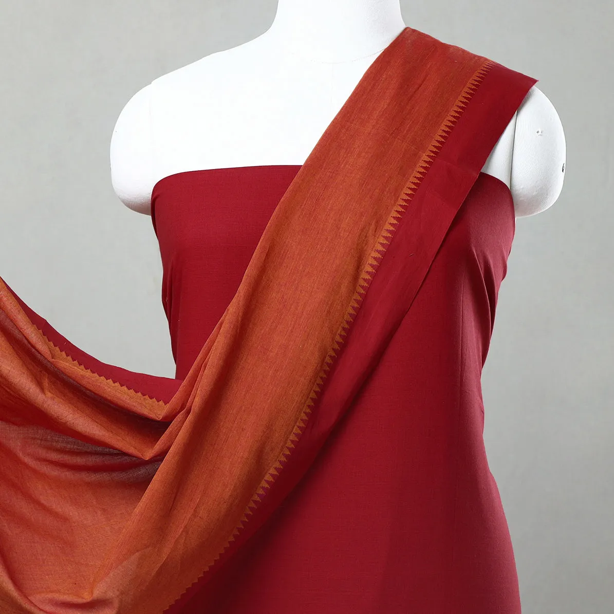 Red - 3pc Dharwad Cotton Suit Material Set 05