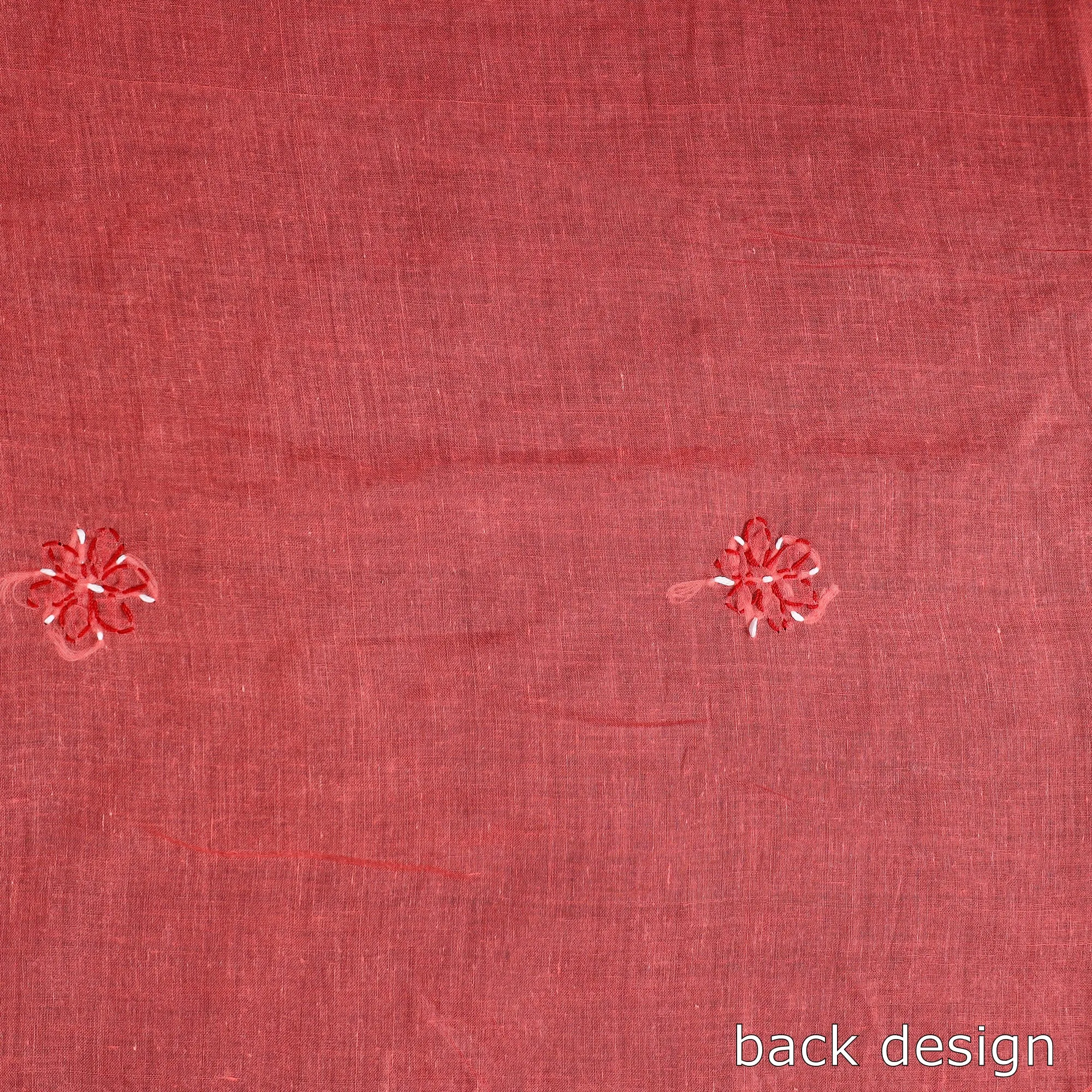 Red - 3pc Hand Embroidery Cotton Chikankari Dress Material 26