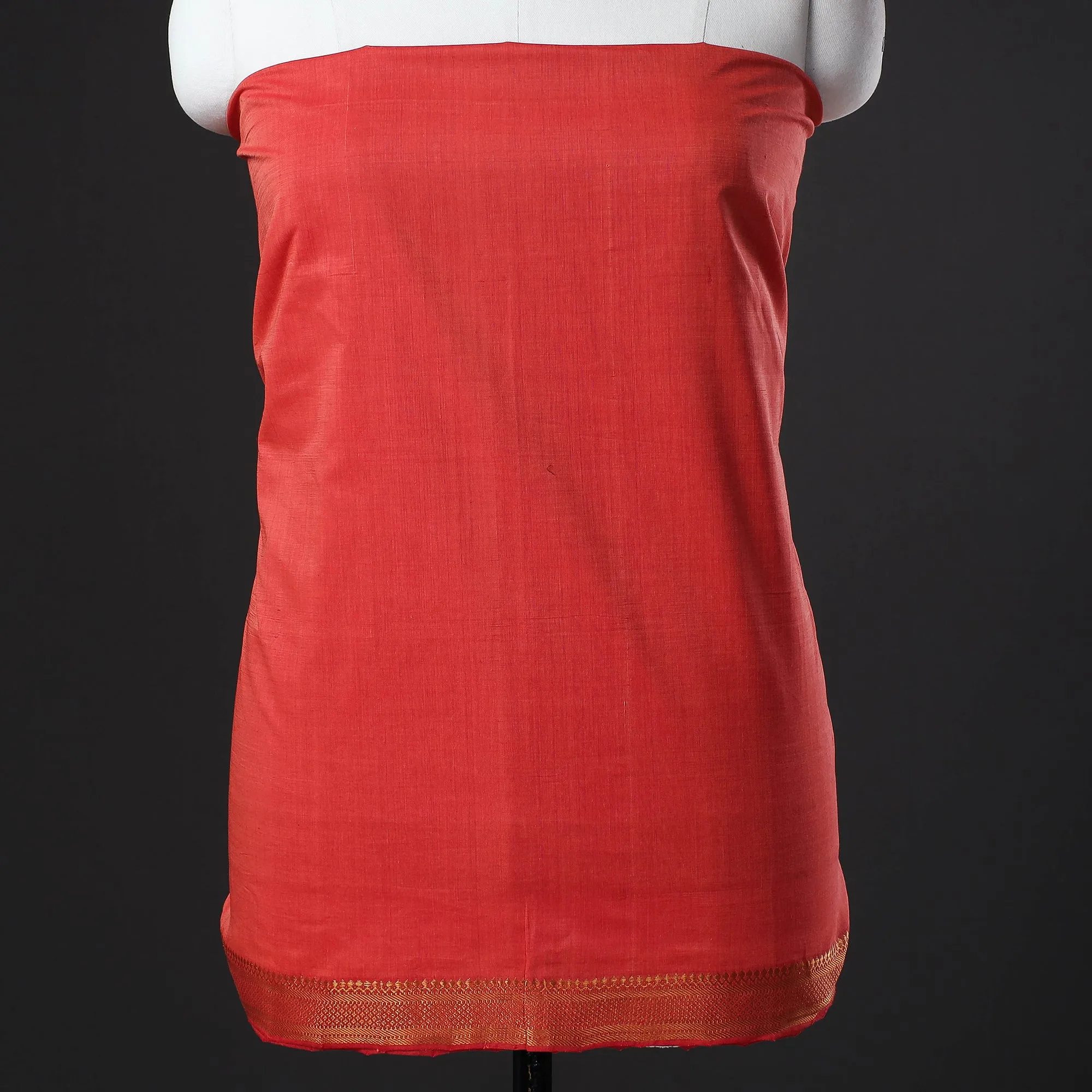 Red - 3pc Handloom Cotton Mangalagiri Dress Material 14