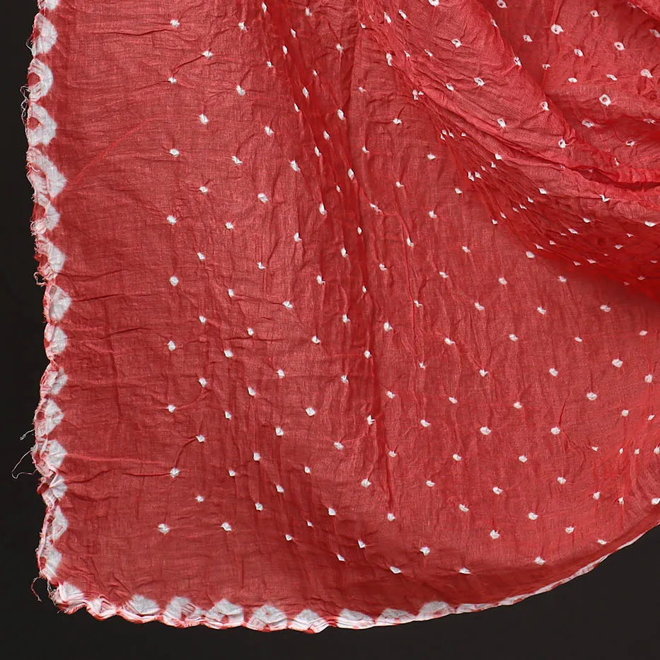 Red - 3pc Kutch Bandhani Tie-Dye Mirror Work Satin Cotton Suit Material Set 81