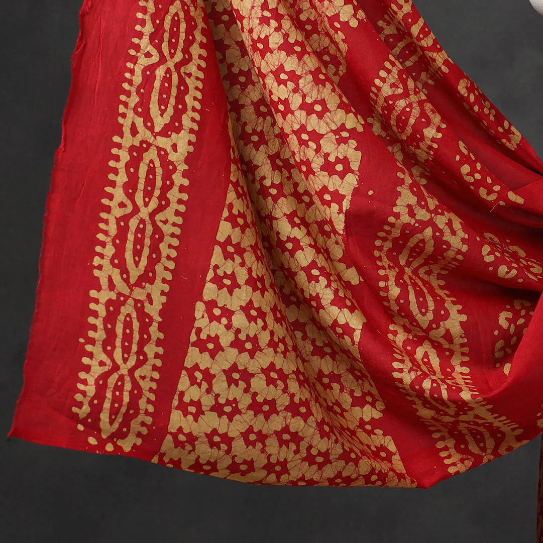 Red - 3pc Kutch Batik Printed Cotton Suit Material Set 04