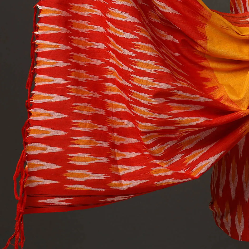 Red - 3pc Pochampally Ikat Handloom Cotton Suit Material Set 07