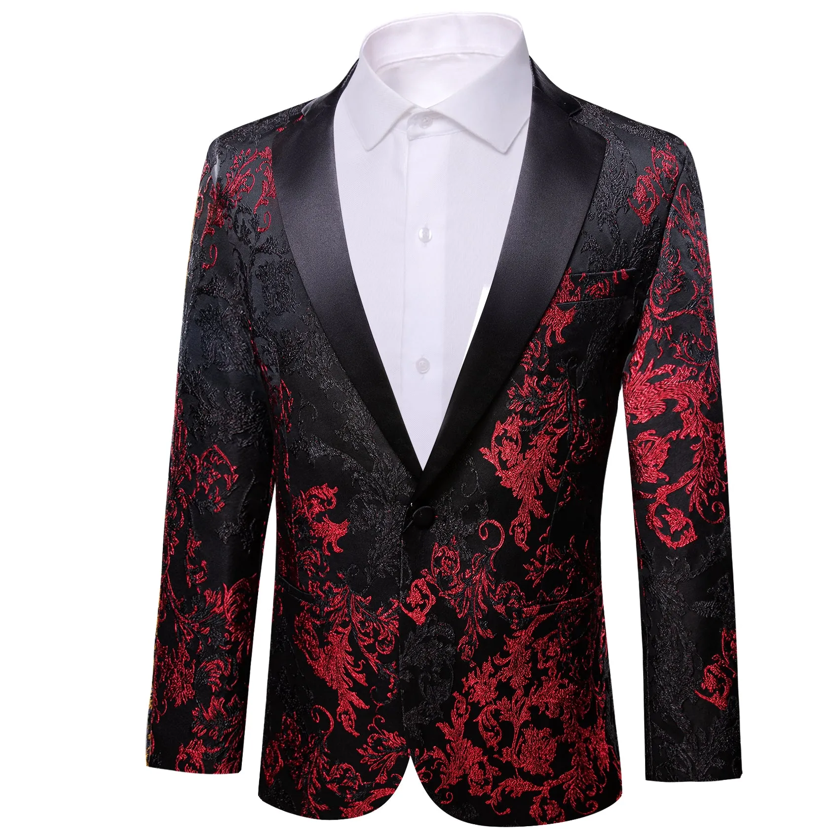 Red Black Floral Men's Suit for Party