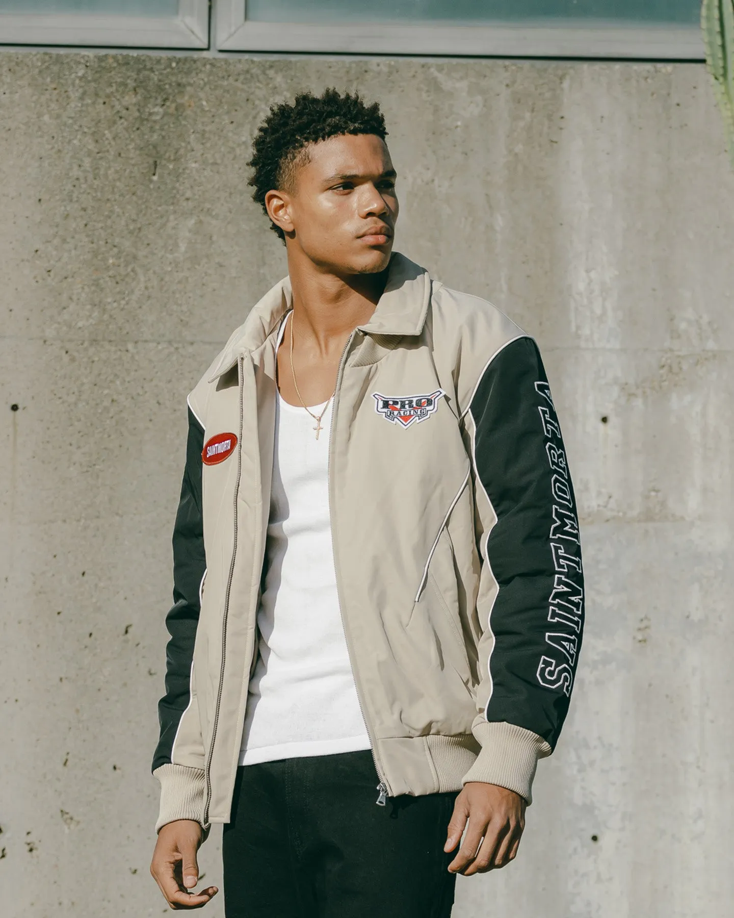 Saint Morta Pro Racing Bomber Jacket Stone/Black