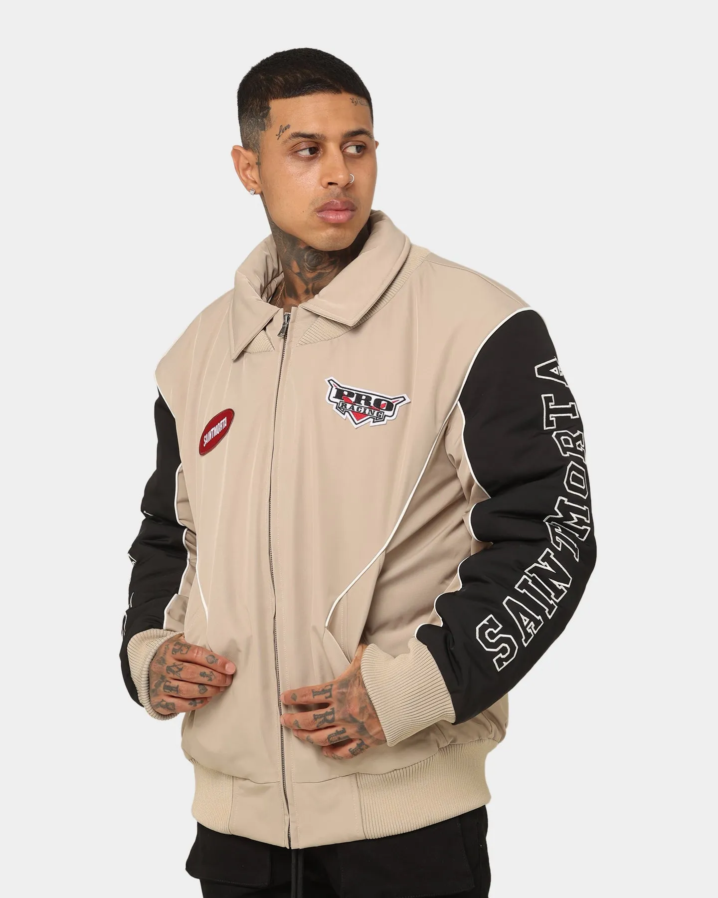 Saint Morta Pro Racing Bomber Jacket Stone/Black