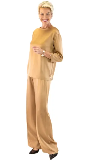 Satin Effect Pant- Cammello