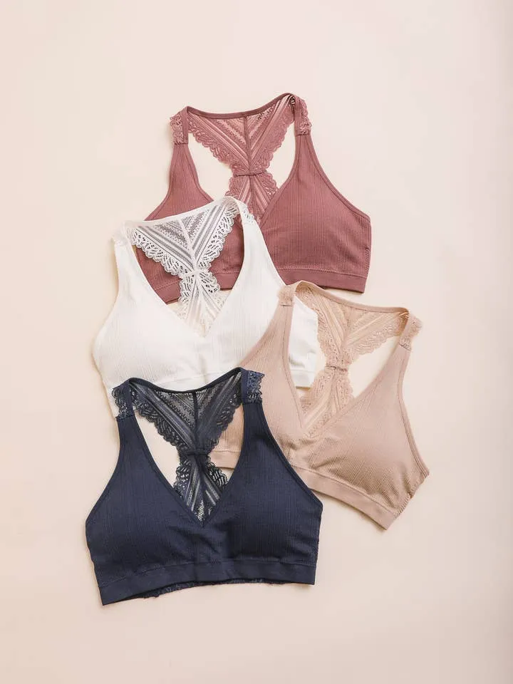 Seamless Front Lace Racerback Bralette