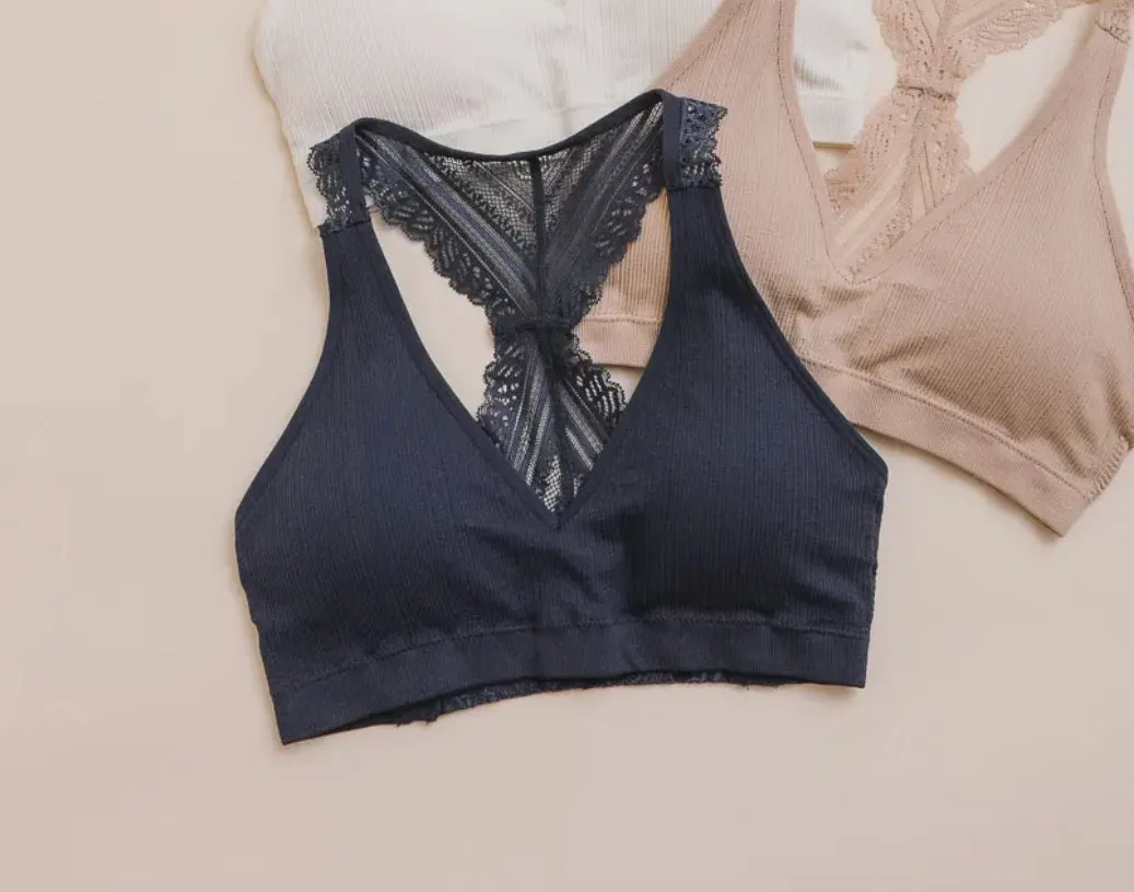 Seamless Front Lace Racerback Bralette
