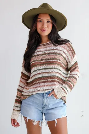Simply Decadent Cream Striped Lightweight Knit Sweater