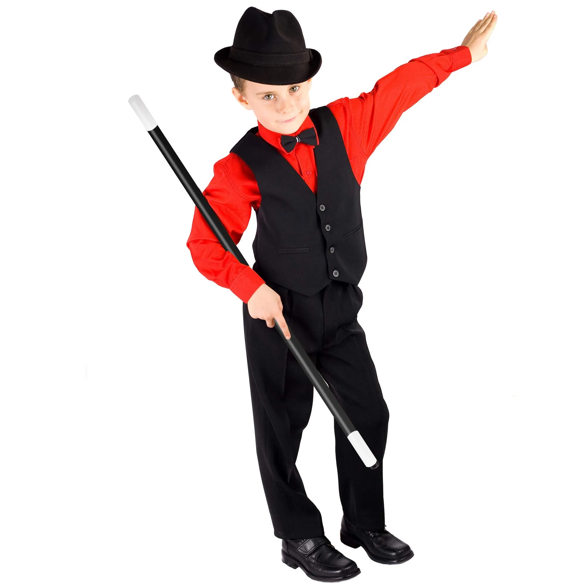 Skeleteen Black Cane 1920s Accessory - Theatrical Plastic Dance and Walking Canes Accessories with White Caps Prop for Adults and Children