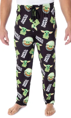 Star Wars Men's Baby Yoda Snacks And Naps Sleep Lounge Pajama Pants