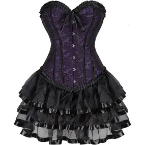 Steampunk Costume Women Corset Dress Gothic Corset Skirt Set Burlesque Dress Costume
