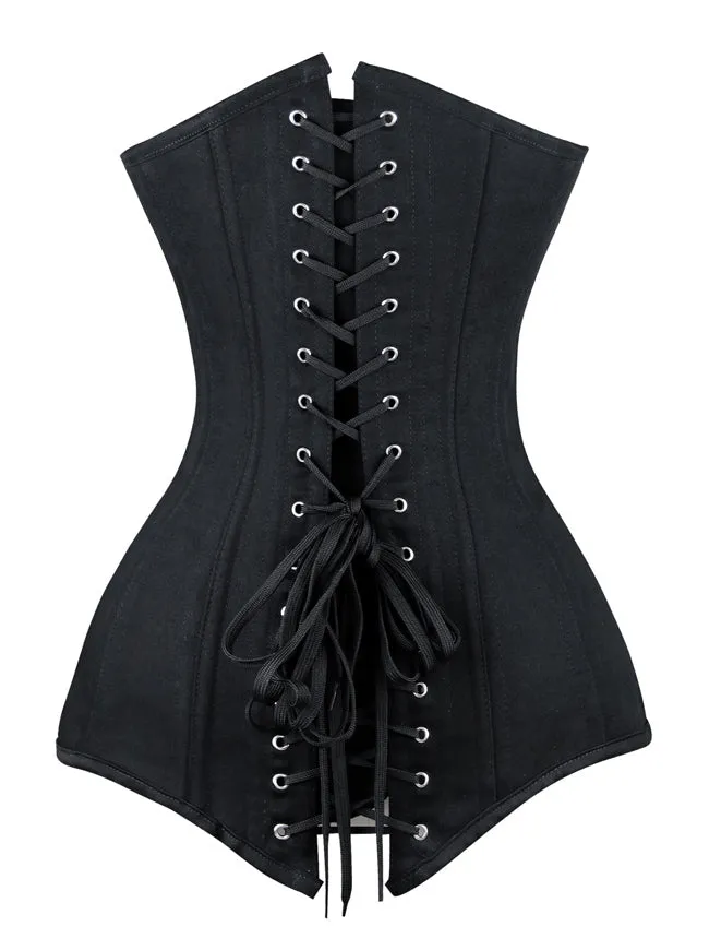 Steel Boned Denim Long Torso Hourglass Plus Size Overbust Corset
