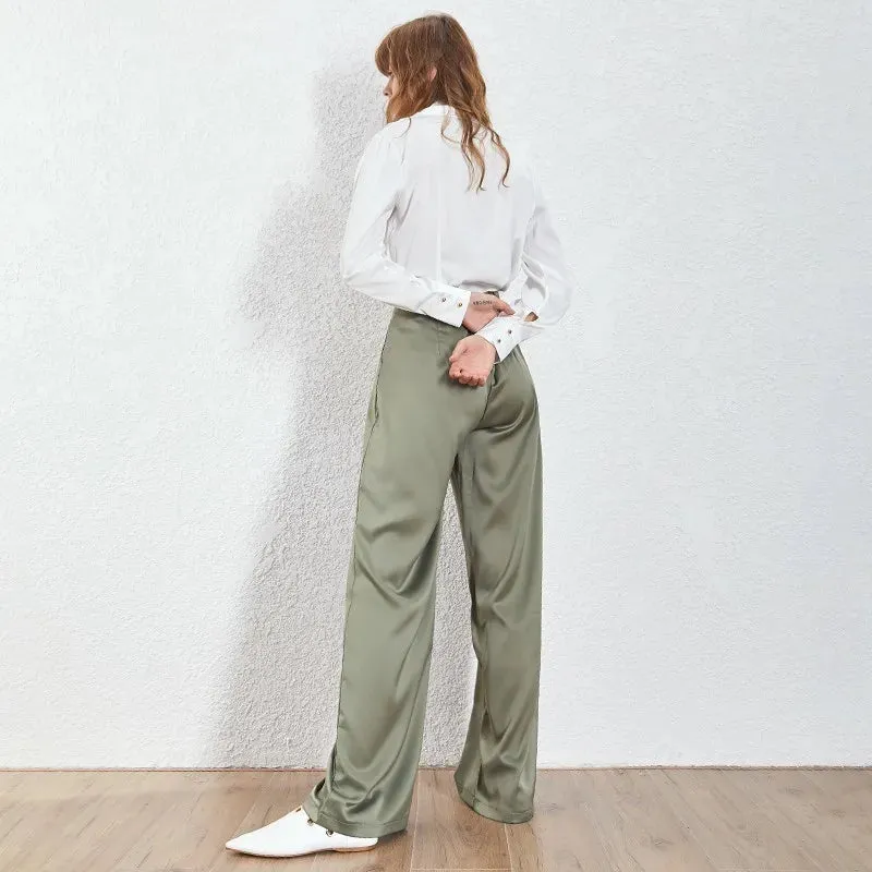 Summer Loose Casual Trousers For Women High Waist Maxi Wide Leg Pants Female Elegant Fashion Clothes