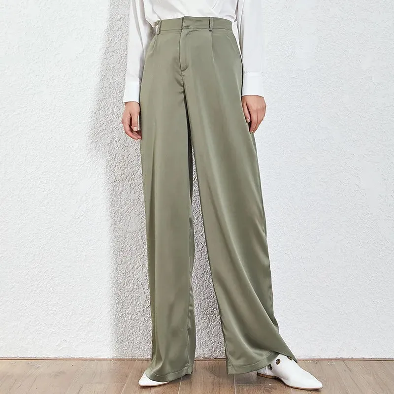Summer Loose Casual Trousers For Women High Waist Maxi Wide Leg Pants Female Elegant Fashion Clothes