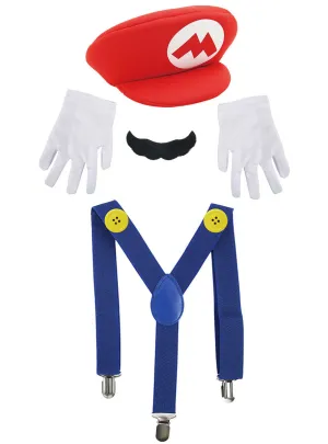 Super Red Plumber Mens Costume Accessory Set