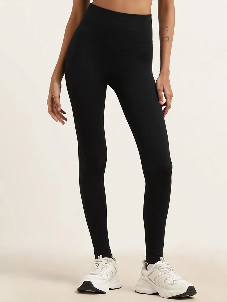 Superstar Black Ribbed High-Rise Pants
