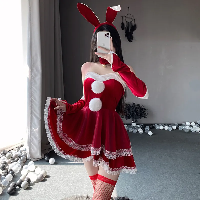 T-1051 Charming rabbit tube top dress bunny girl cos uniform sexy suspender nightdress
