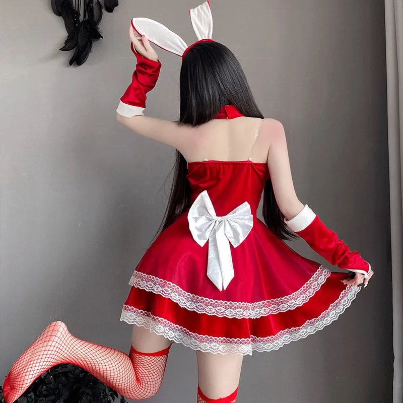 T-1051 Charming rabbit tube top dress bunny girl cos uniform sexy suspender nightdress