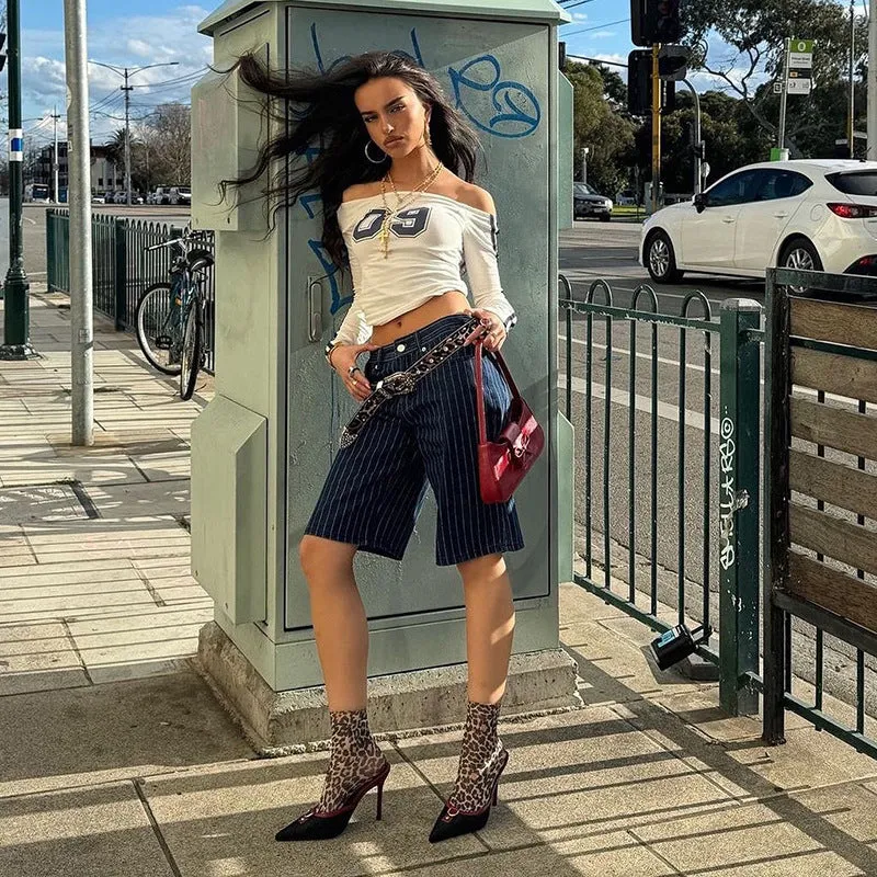 TAVIMART  -  Style 2024 Summer New Women's Solid Color Slim-Fit Street Fashion off-Shoulder Long Sleeve Top