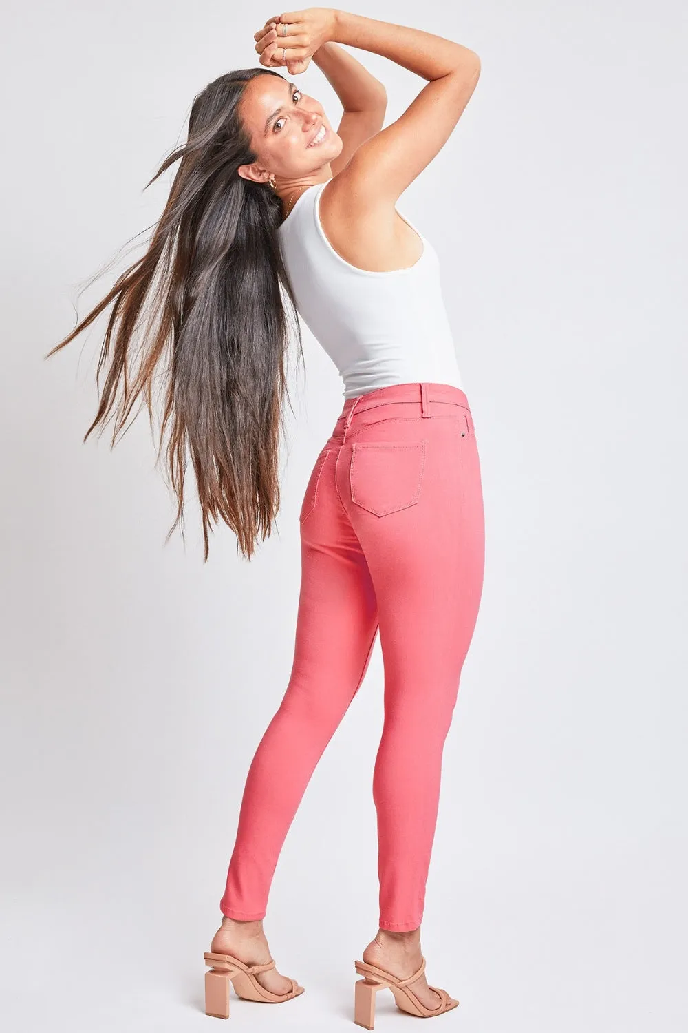 TEEK - Shell Pink Hyperstretch Mid-Rise Skinny Jeans