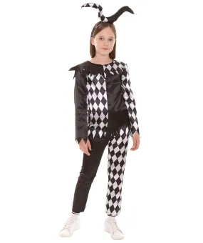Teen evil clown Girl Horror Costume ,  Black and White Halloween