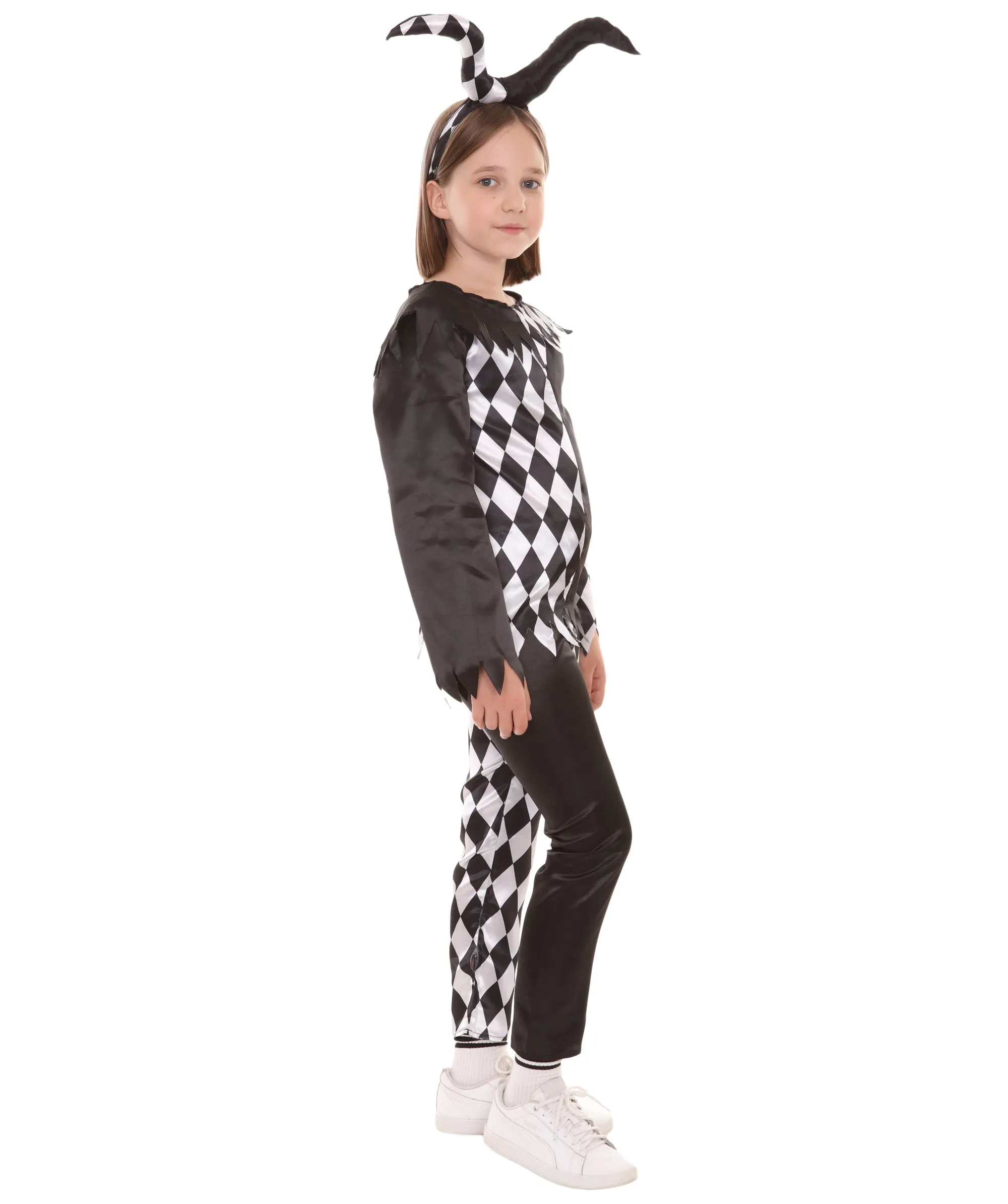 Teen evil clown Girl Horror Costume ,  Black and White Halloween