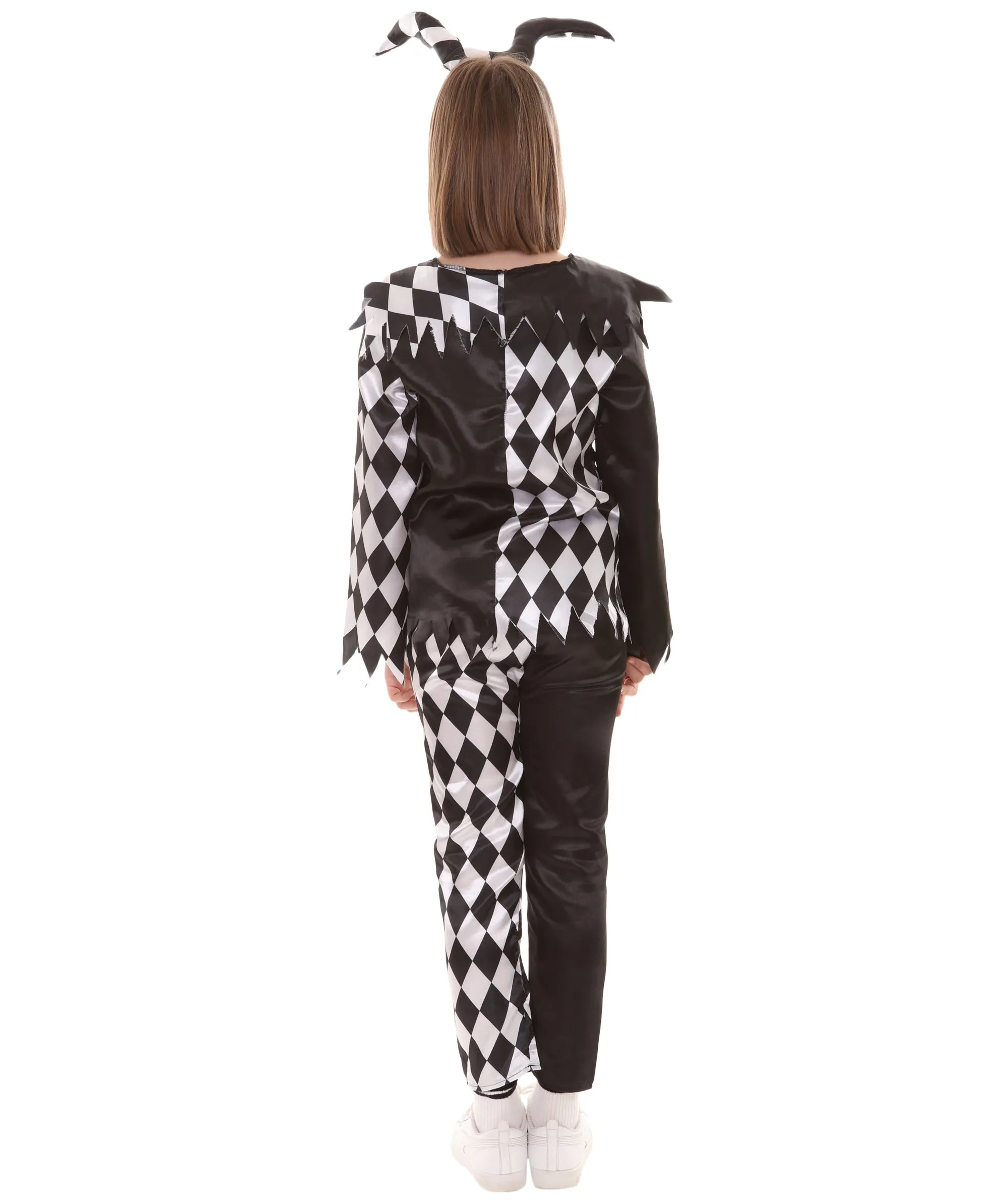 Teen evil clown Girl Horror Costume ,  Black and White Halloween