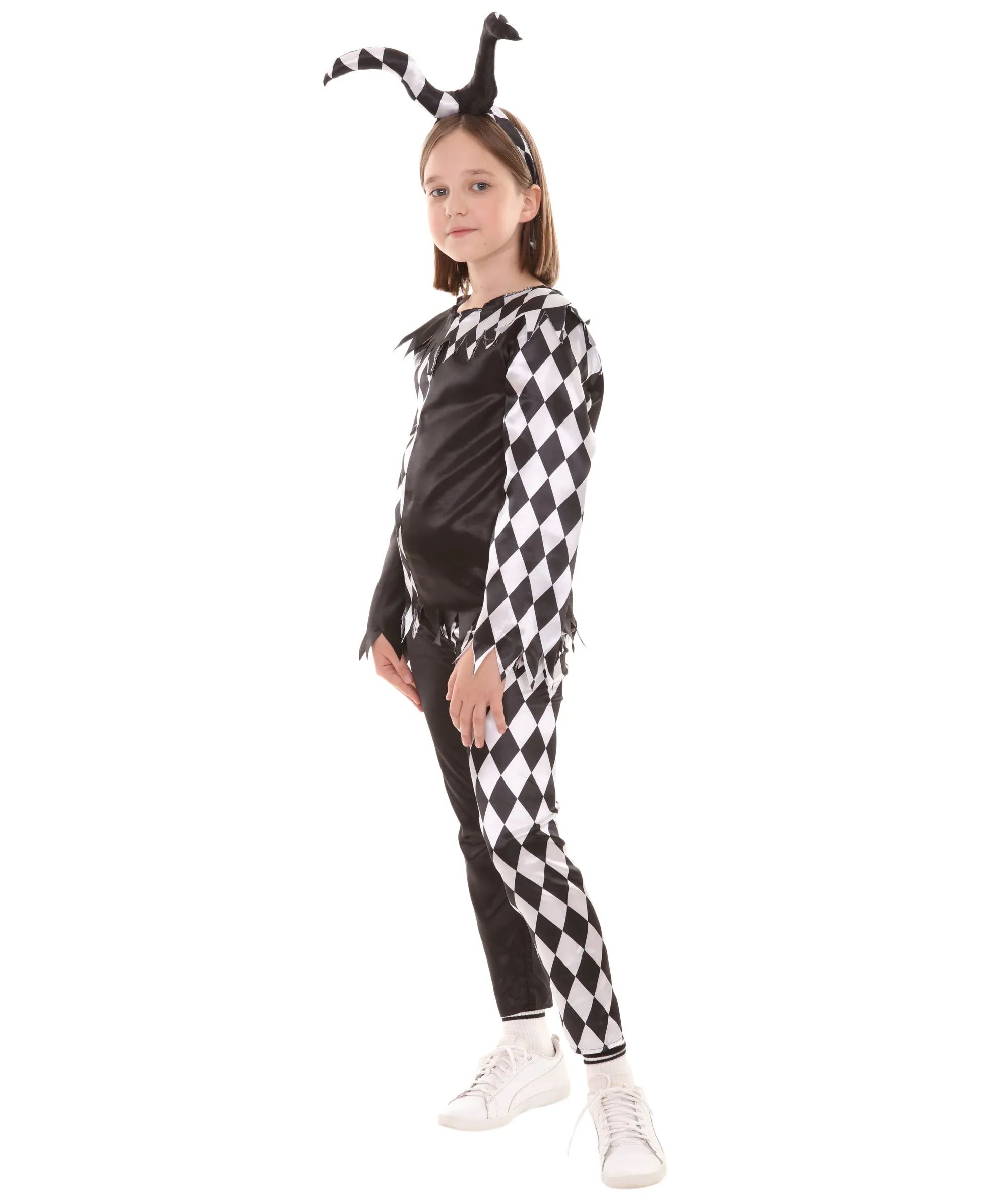 Teen evil clown Girl Horror Costume ,  Black and White Halloween
