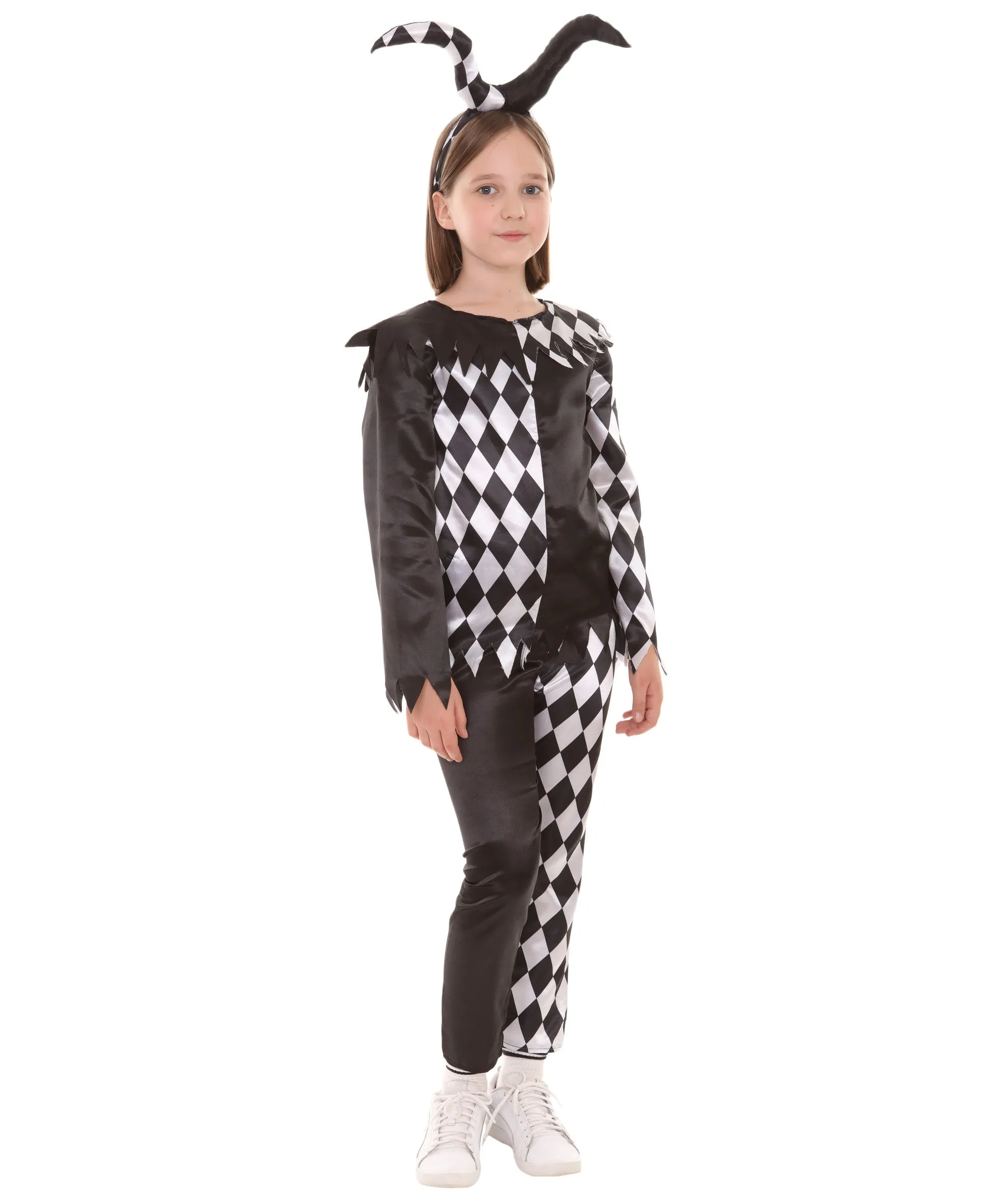 Teen evil clown Girl Horror Costume ,  Black and White Halloween