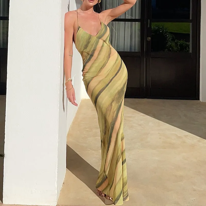 Territory dress to impress divine being Style Sexy Sling Dress Digital Printing Wrapped Chest Sleeveless Pullover Backless Slim Hip Skirt for Women