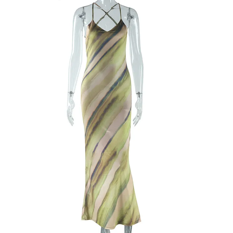 Territory dress to impress divine being Style Sexy Sling Dress Digital Printing Wrapped Chest Sleeveless Pullover Backless Slim Hip Skirt for Women