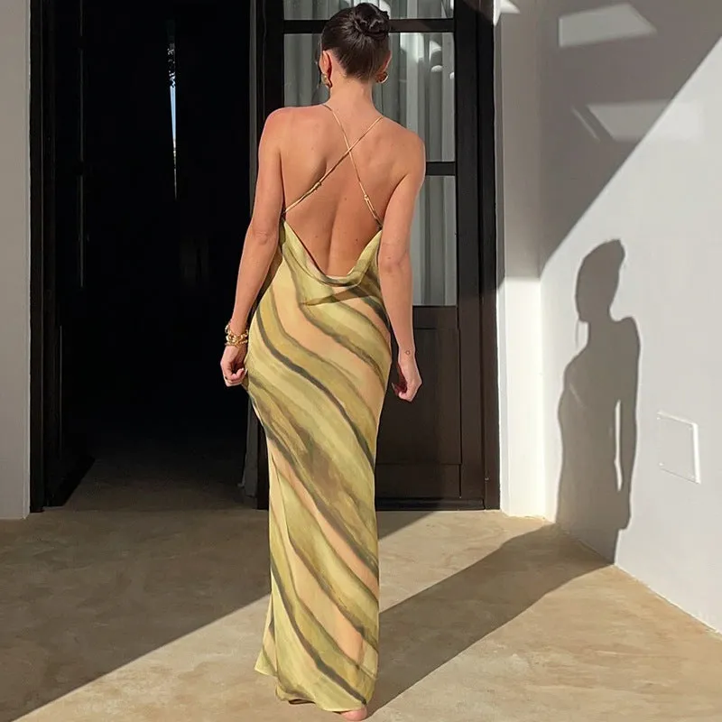 Territory dress to impress divine being Style Sexy Sling Dress Digital Printing Wrapped Chest Sleeveless Pullover Backless Slim Hip Skirt for Women